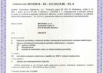 oprávnenie BM Elektro - revízie + montáž, rekonštrukcia, orpava