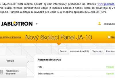 Otváranie-zatváranie garáže pomocou mobilnej a webovej aplikácie MyJABLOTRON 2