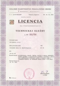 licencia technickej služby BM - zabezpečovačka, kamery