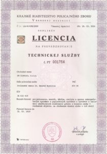 licencia technickej služby BM - zabezpečovačka, kamery