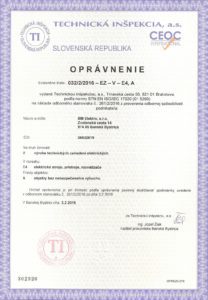 oprávnenie BM - výroba technických zariadení elektrických, el.stroje, prístroje, rozvádzače