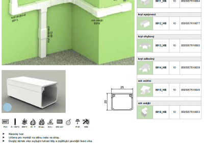 Elektroinštalačná lišta hranatá LHD 25x20 kopos