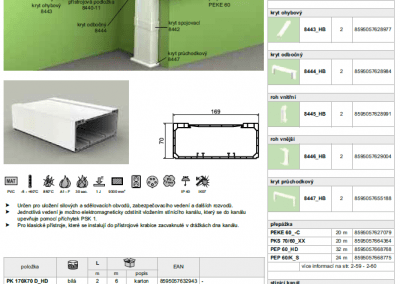 Parapetný elektroinštalačný kanál PK 170x70 kopos