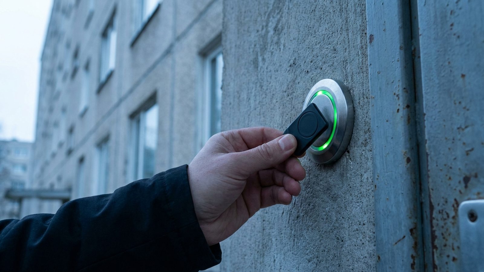 RFID čip pri čítačke prístupového systému na vchode bytovky — BM Elektro