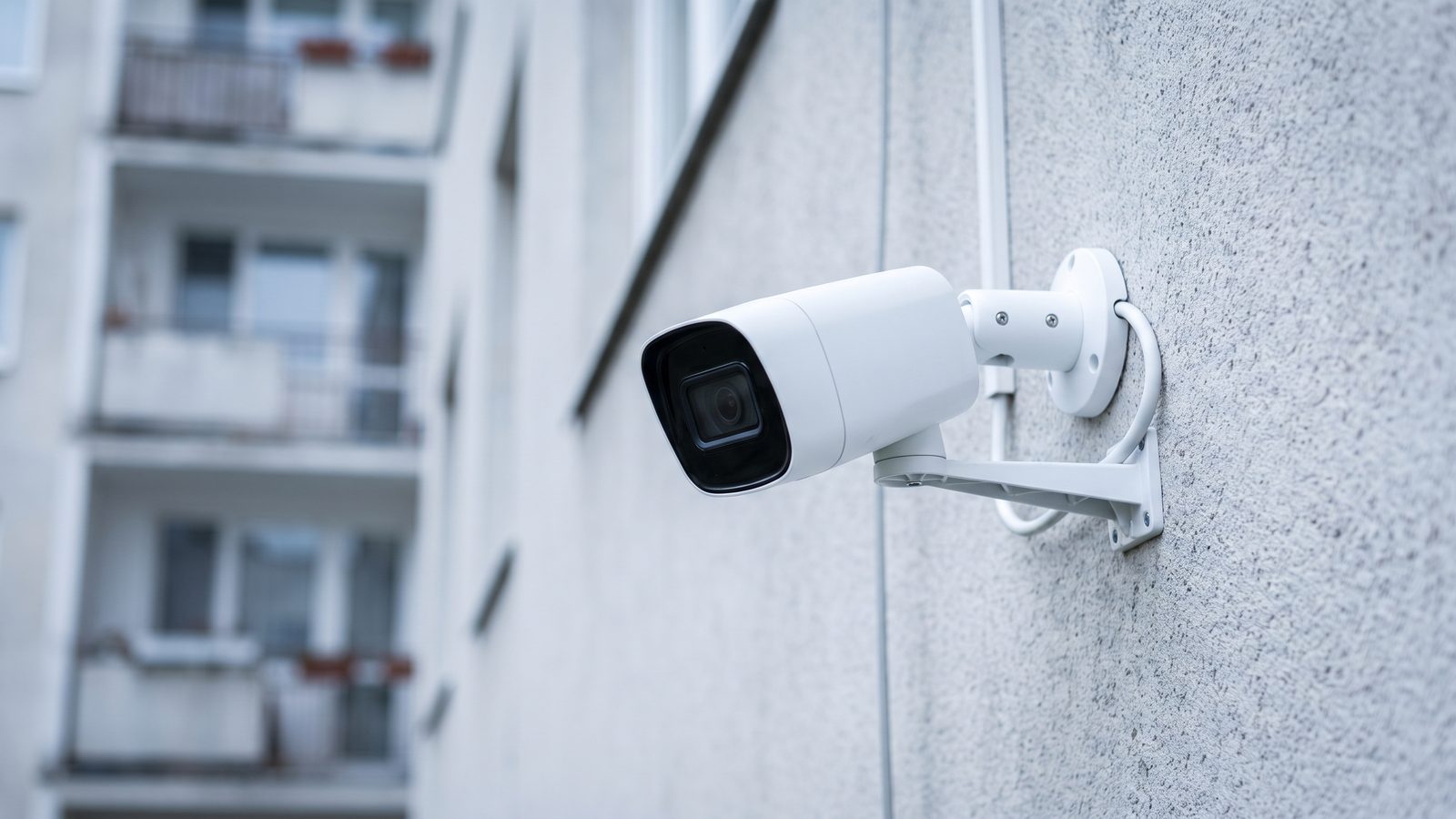 IP bezpečnostná kamera na fasáde panelového bytového domu, BM Elektro